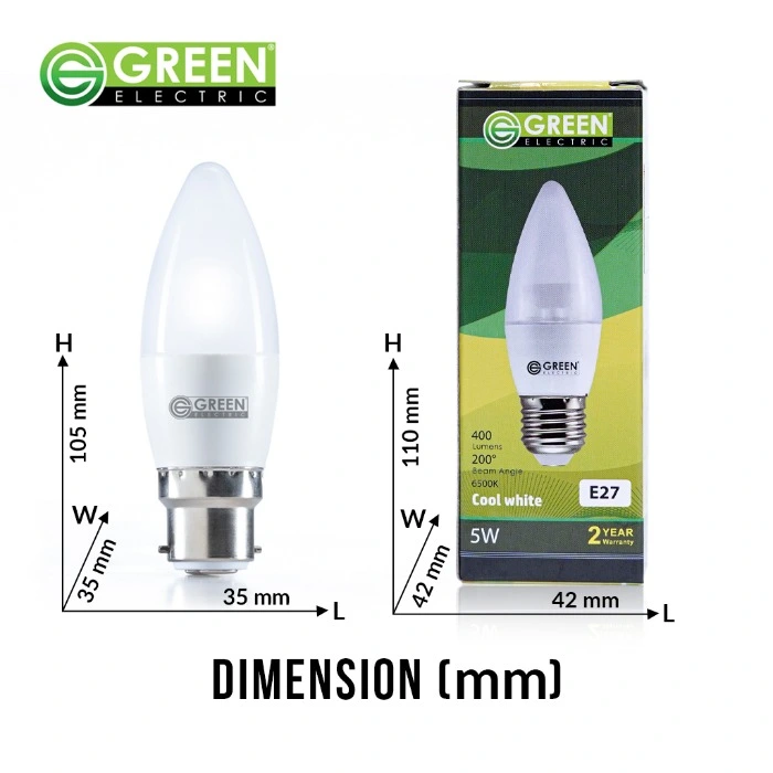 Led Candle Bulb Cool White Screw Type Green Electric